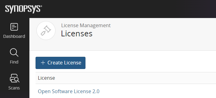 License Management screen