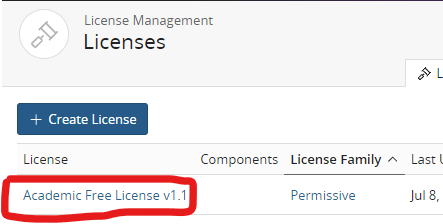 Open license edit form