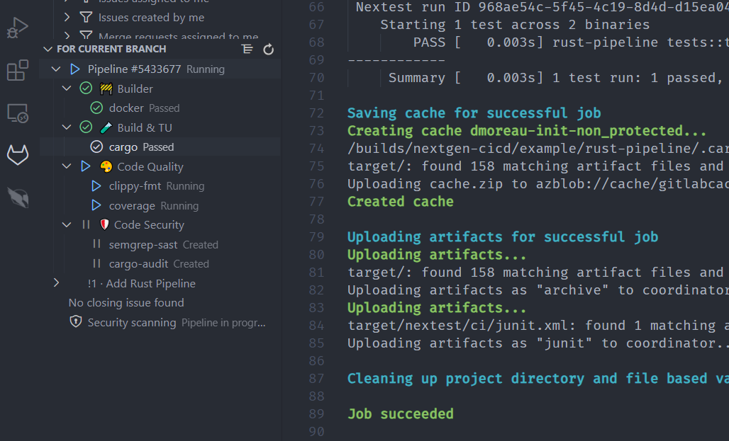 VSCode Pipeline Status