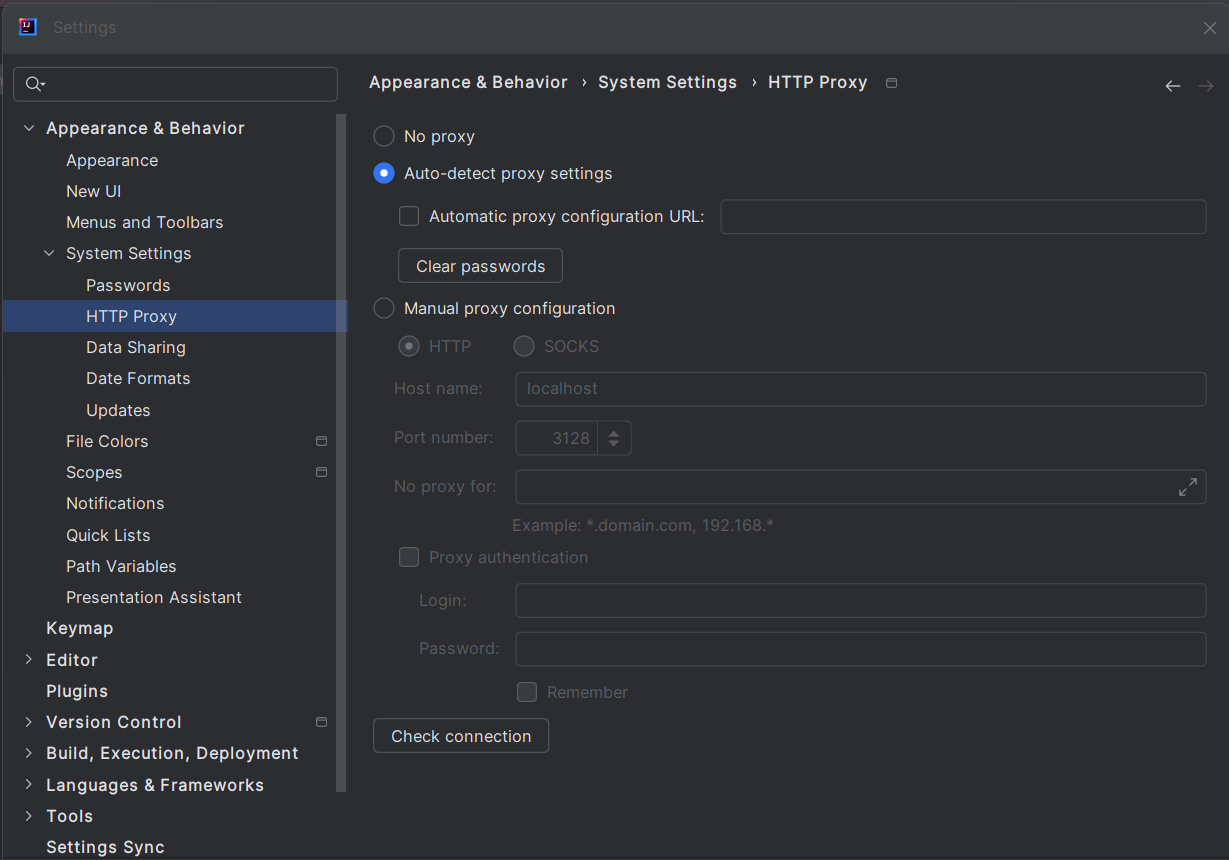 proxy settings JetBrains