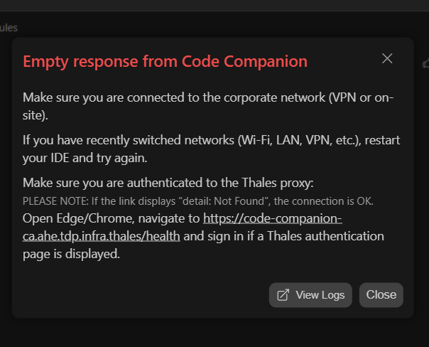 empty response modal